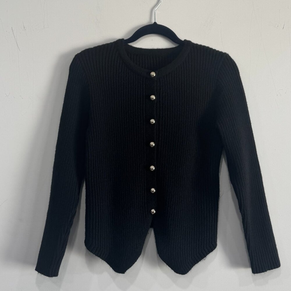 Commense Button Down Split Cardigan Black, Size M - image 4
